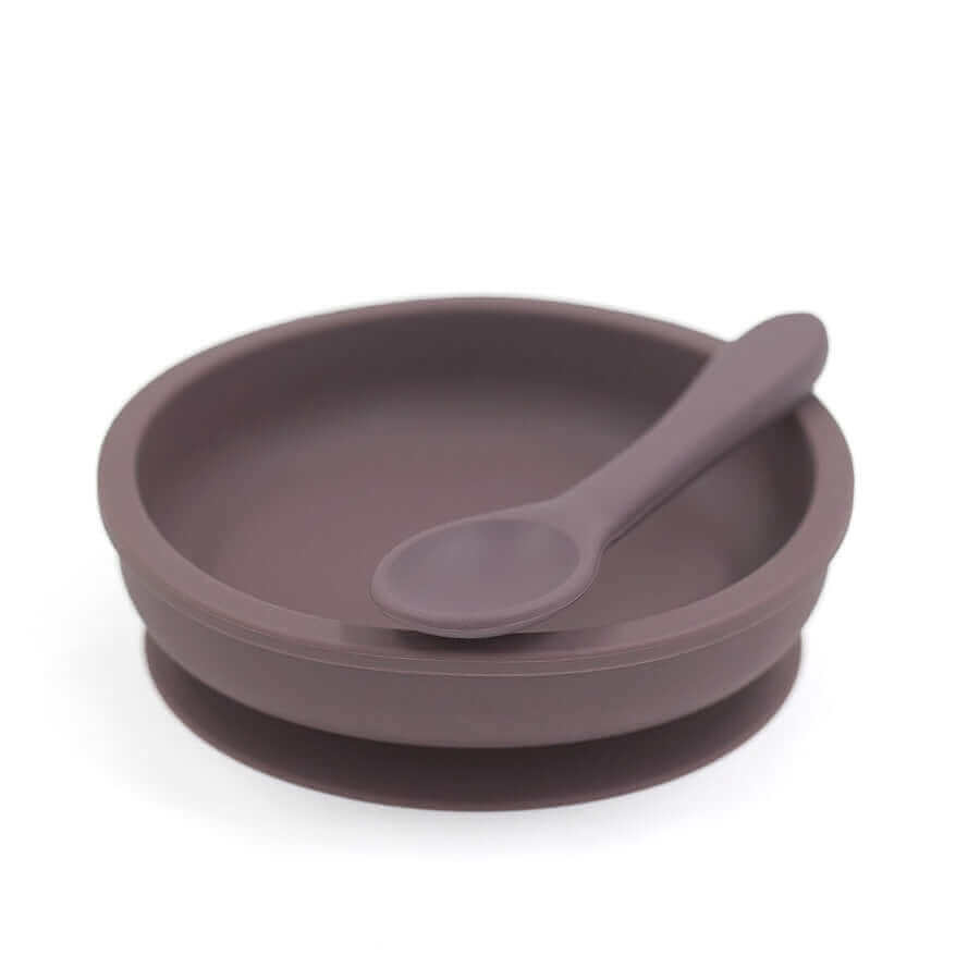 Silicone Baby Bowl & Spoon Set - Sand