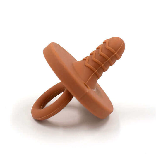 teething pacifier (butternut squash) - teal meal