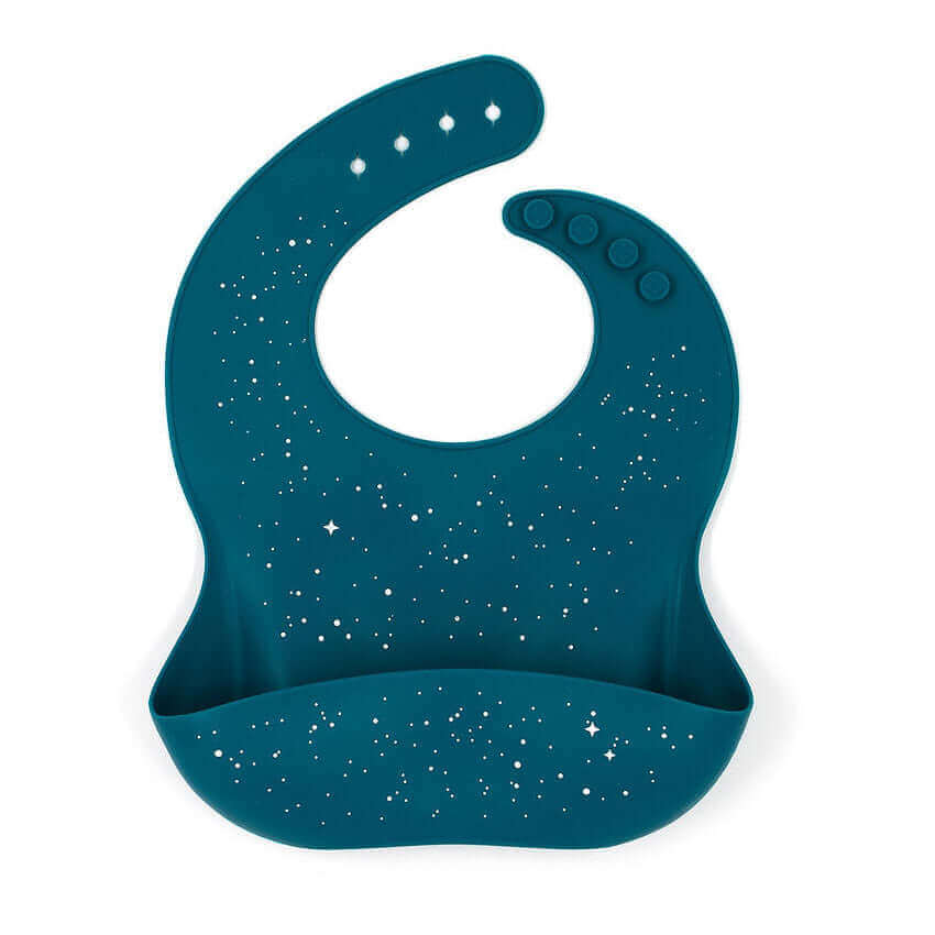 Kids Silicone Bib (Stardust) - teal meal