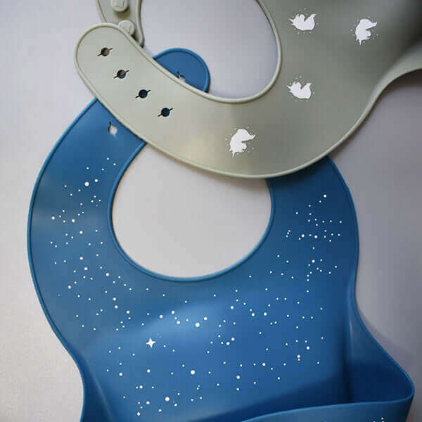 
                  
                    Kids Silicone Bib (Stardust) - teal meal
                  
                
