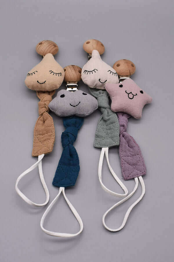 Organic Cotton Pacifier Clip (Purple Star) - teal meal