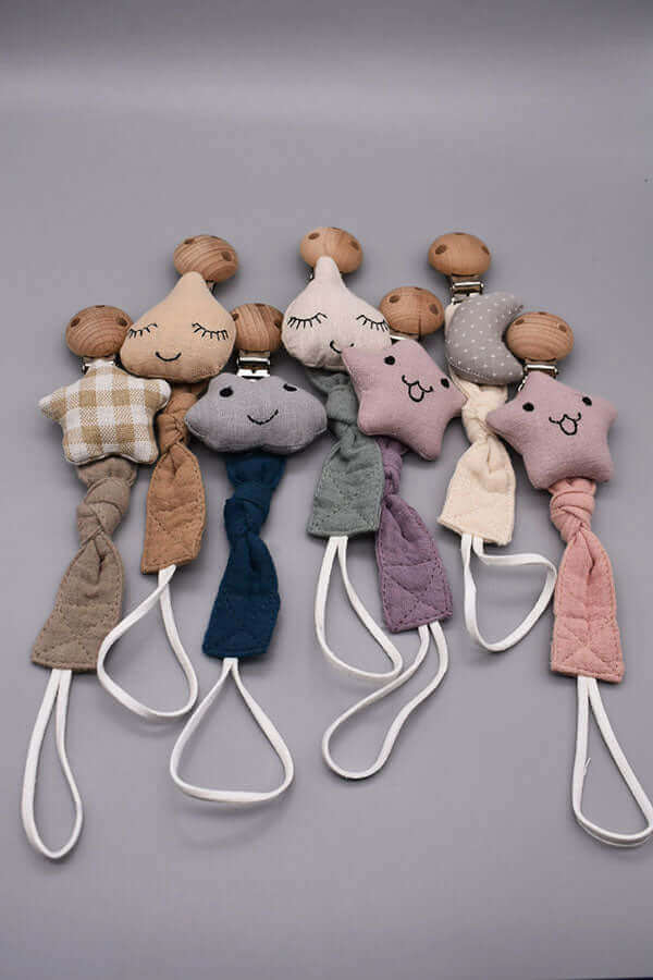 Organic Cotton Pacifier Clip (Purple Star) - teal meal