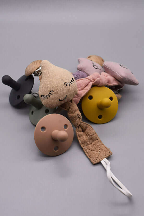 Organic Cotton Pacifier Clip (Purple Star) - teal meal