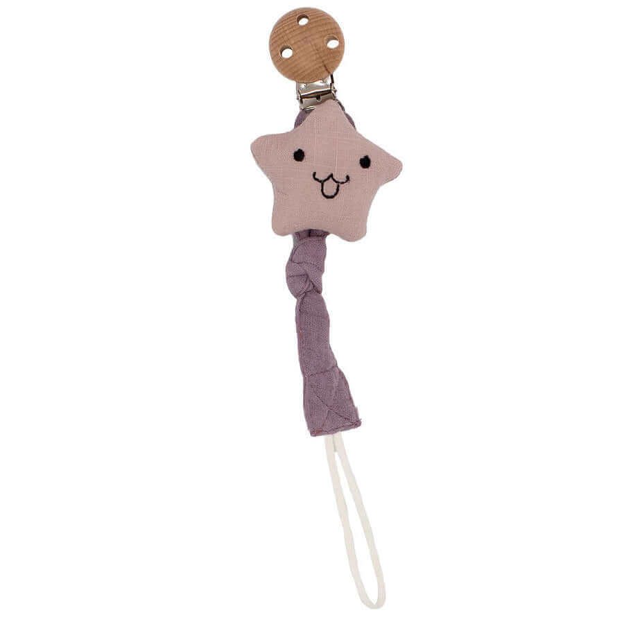 Organic Cotton Pacifier Clip (Purple Star) - teal meal